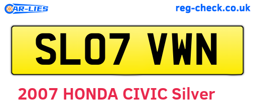 SL07VWN are the vehicle registration plates.