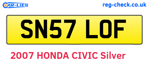 SN57LOF are the vehicle registration plates.