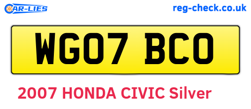 WG07BCO are the vehicle registration plates.