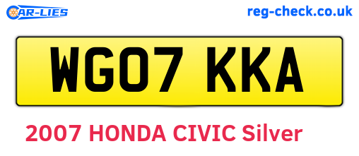 WG07KKA are the vehicle registration plates.