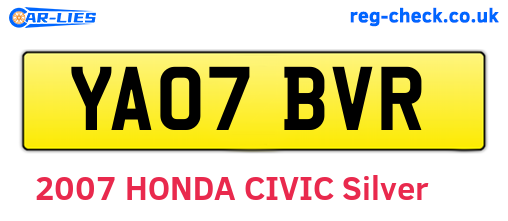 YA07BVR are the vehicle registration plates.