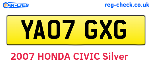 YA07GXG are the vehicle registration plates.