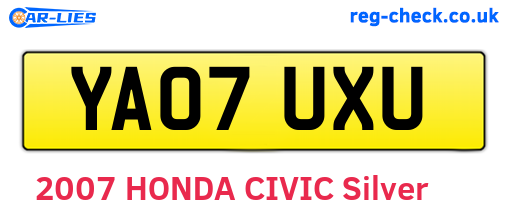YA07UXU are the vehicle registration plates.