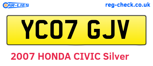 YC07GJV are the vehicle registration plates.