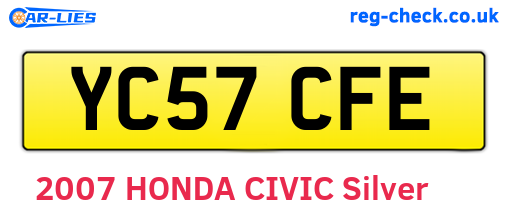 YC57CFE are the vehicle registration plates.