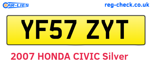 YF57ZYT are the vehicle registration plates.