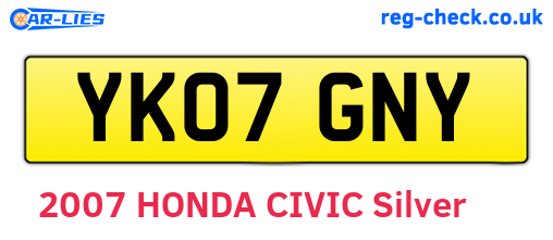 YK07GNY are the vehicle registration plates.