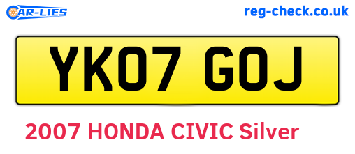 YK07GOJ are the vehicle registration plates.