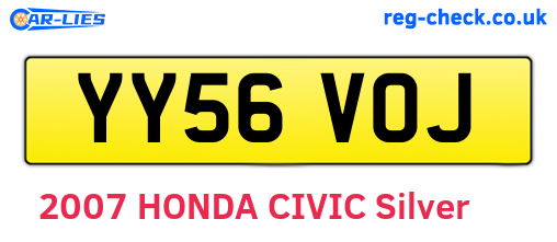 YY56VOJ are the vehicle registration plates.
