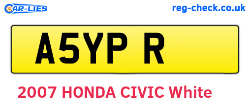 A5YPR are the vehicle registration plates.