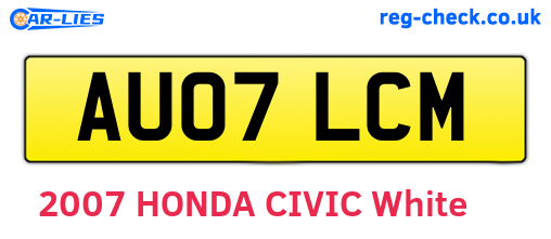 AU07LCM are the vehicle registration plates.