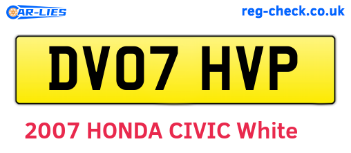 DV07HVP are the vehicle registration plates.