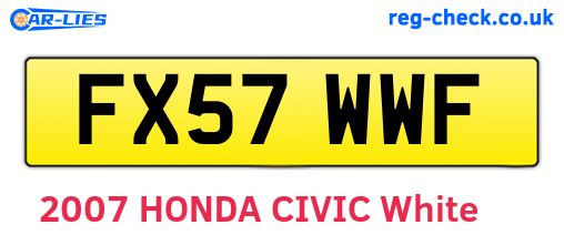 FX57WWF are the vehicle registration plates.