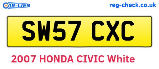SW57CXC are the vehicle registration plates.