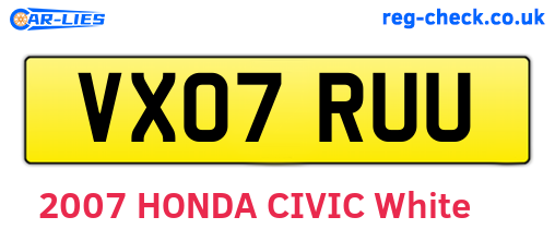 VX07RUU are the vehicle registration plates.