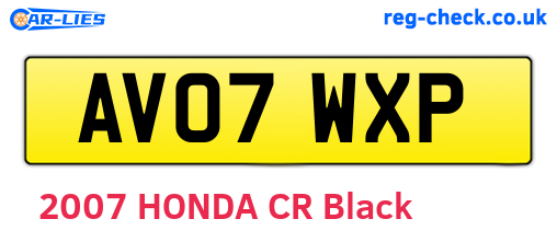 AV07WXP are the vehicle registration plates.