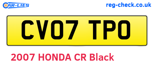 CV07TPO are the vehicle registration plates.