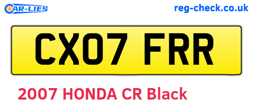 CX07FRR are the vehicle registration plates.