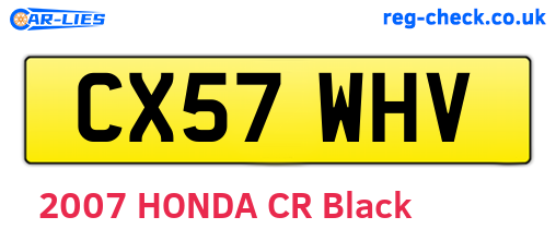 CX57WHV are the vehicle registration plates.
