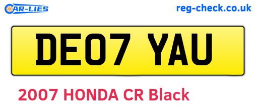 DE07YAU are the vehicle registration plates.