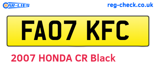 FA07KFC are the vehicle registration plates.