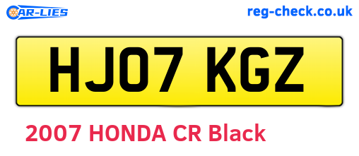 HJ07KGZ are the vehicle registration plates.
