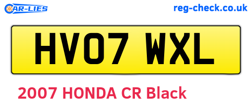 HV07WXL are the vehicle registration plates.