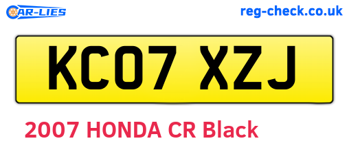 KC07XZJ are the vehicle registration plates.