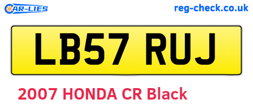 LB57RUJ are the vehicle registration plates.