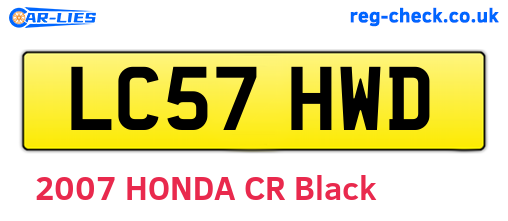 LC57HWD are the vehicle registration plates.