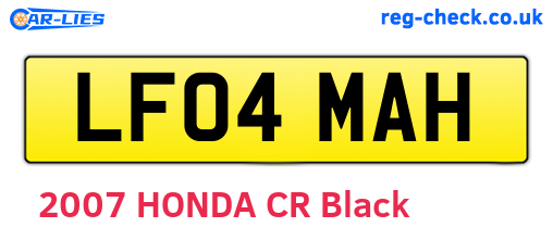 LF04MAH are the vehicle registration plates.