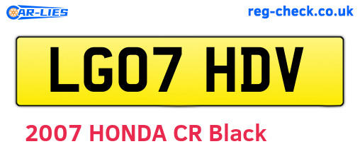 LG07HDV are the vehicle registration plates.