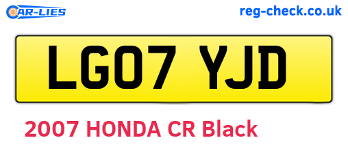 LG07YJD are the vehicle registration plates.
