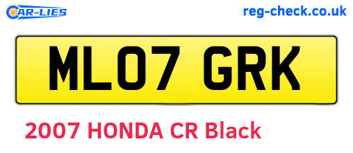 ML07GRK are the vehicle registration plates.