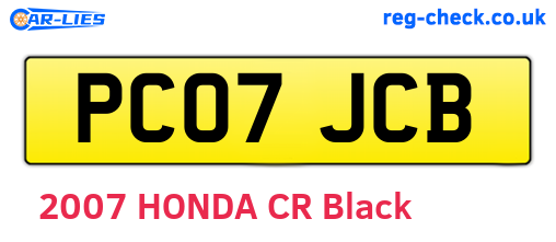 PC07JCB are the vehicle registration plates.