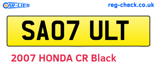 SA07ULT are the vehicle registration plates.
