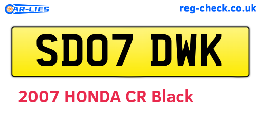 SD07DWK are the vehicle registration plates.