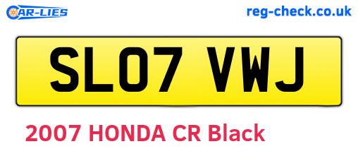 SL07VWJ are the vehicle registration plates.