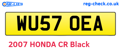 WU57OEA are the vehicle registration plates.