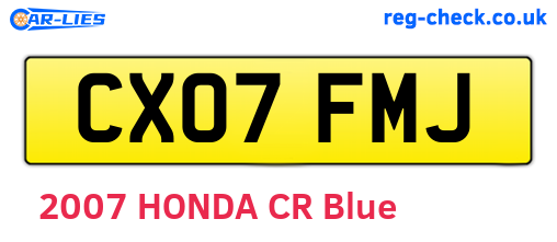 CX07FMJ are the vehicle registration plates.