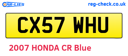 CX57WHU are the vehicle registration plates.