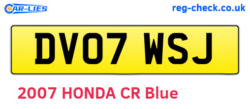 DV07WSJ are the vehicle registration plates.