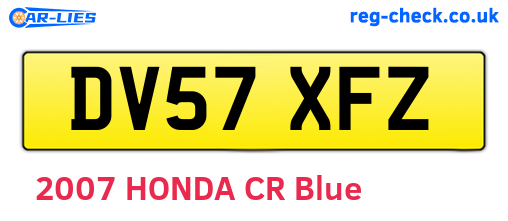 DV57XFZ are the vehicle registration plates.