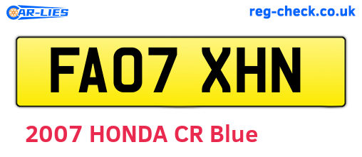 FA07XHN are the vehicle registration plates.