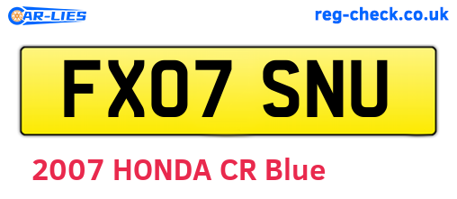 FX07SNU are the vehicle registration plates.