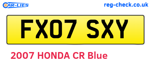 FX07SXY are the vehicle registration plates.