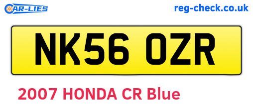 NK56OZR are the vehicle registration plates.