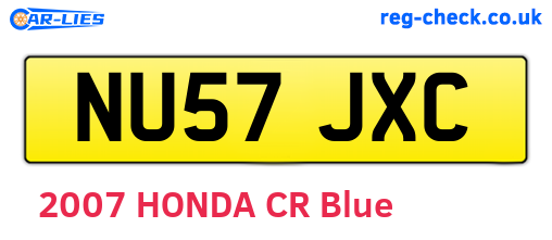 NU57JXC are the vehicle registration plates.