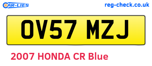 OV57MZJ are the vehicle registration plates.