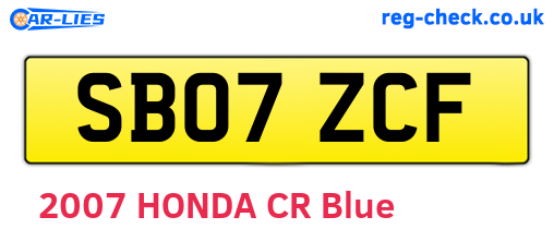 SB07ZCF are the vehicle registration plates.